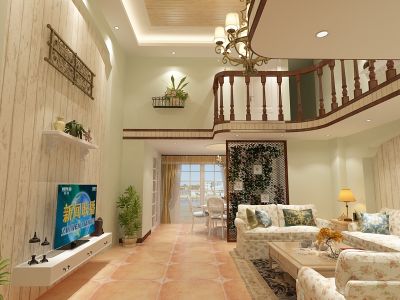 园博湾美式风格168平米跃层装修案例