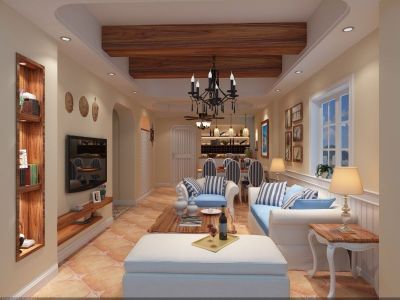 联合博学园地中海风格132平米三居室装修案例