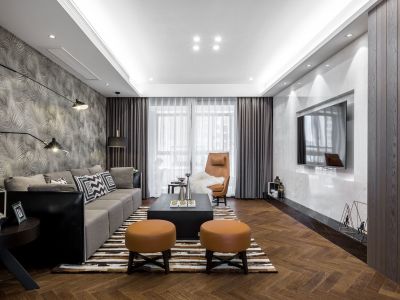 华铃花园现代风格117平米三居室装修案例