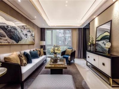 鲁商蓝岸新城新中式风格123平米三居室装修案例