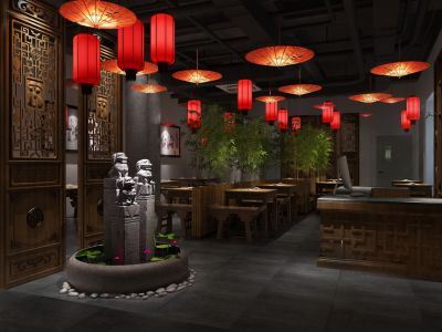 珠海火锅店559平米中式风格装修案例