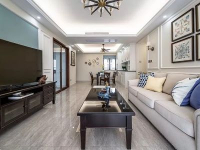 五矿紫湖香醍三居室117方美式风格装修案例