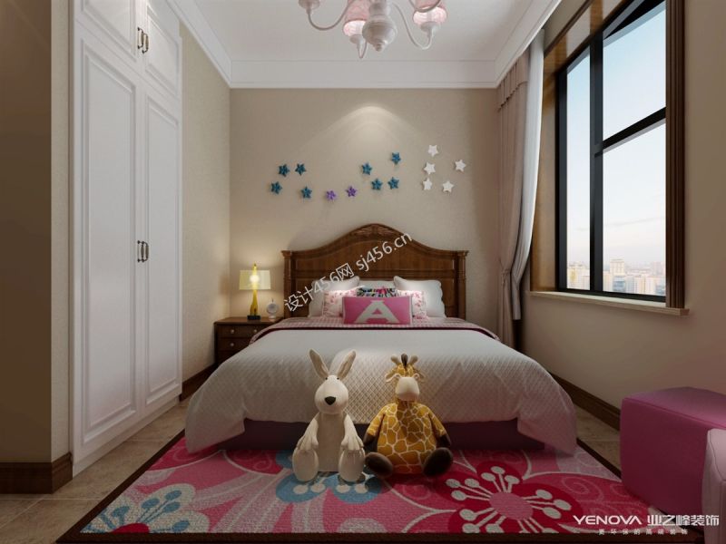 140平三居室现代风格女儿房装修效果图