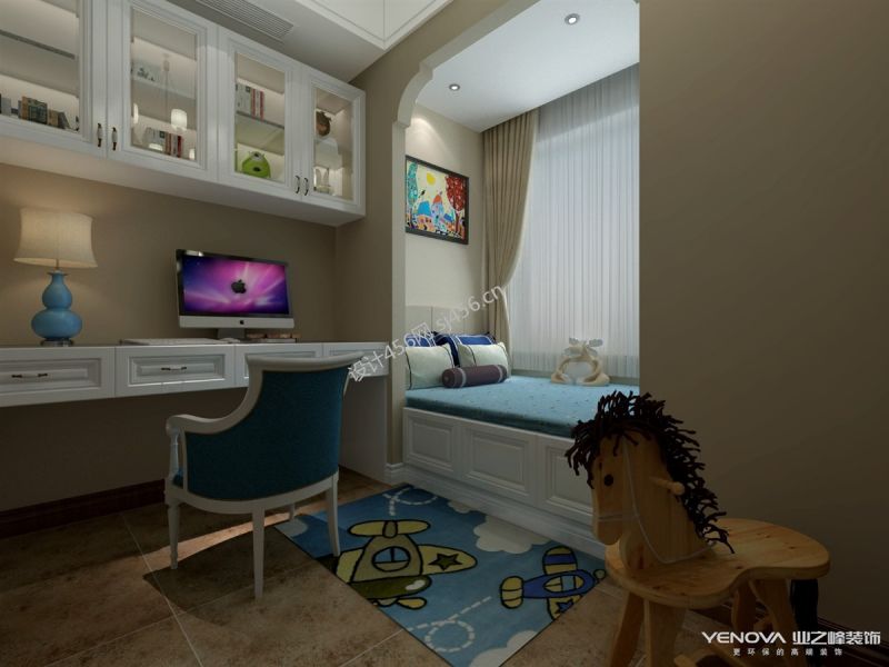 140平三居室现代风格书房装修效果图