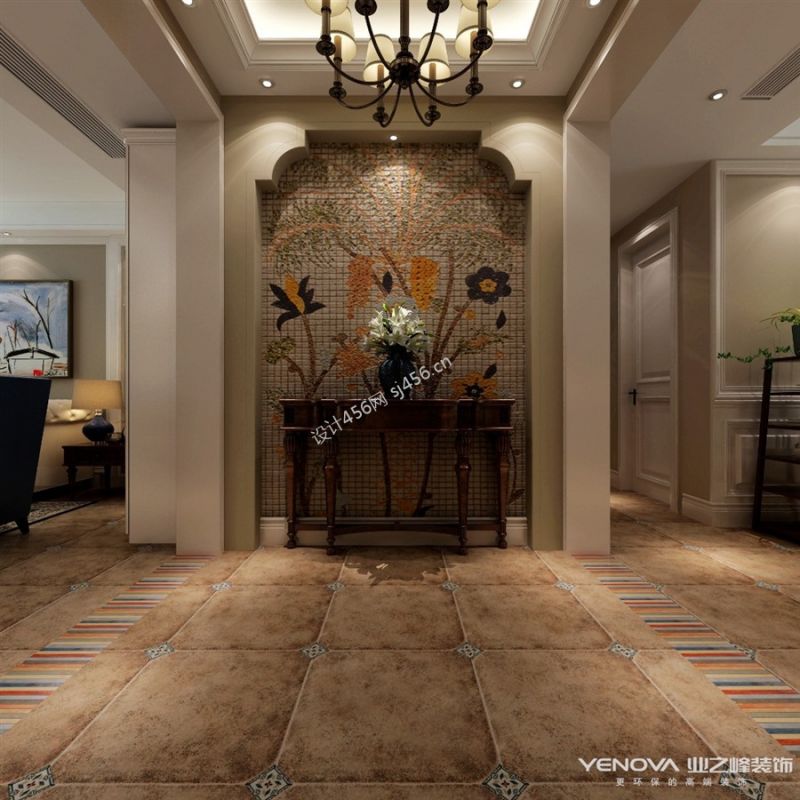 140平三居室现代风格玄关装修效果图