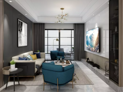 保利和光尘樾现代风格126平米三居室装修设计效果图案例