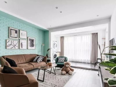 大连港天下粮仓108㎡三居室北欧风格装修案例