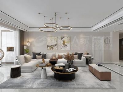 东岸国际轻奢风格220平米四居室装修案例