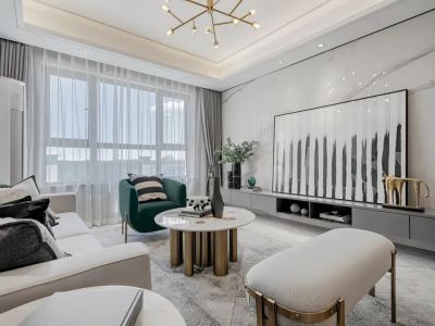 紫棠府130平米现代轻奢风格三居室装修案例