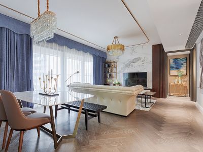 巴黎都市128平米现代轻奢风格三居室装修案例