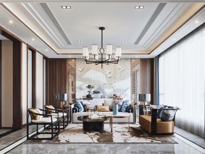 城市之光260平米新中式风格四居室装修案例