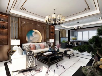 中央公馆260平米新中式风格四居室装修案例