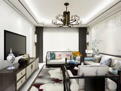 中央公园140平米新中式风格四居室装修案例