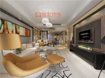 保利海上罗兰现代风格118平米三居室装修案例