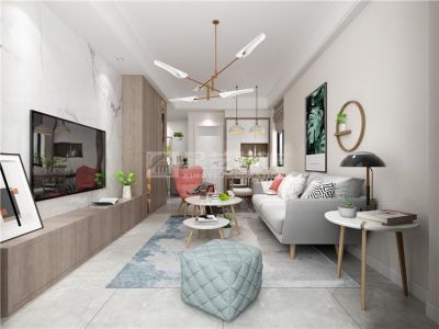 海棠苑北欧风格100平米二居室装修案例