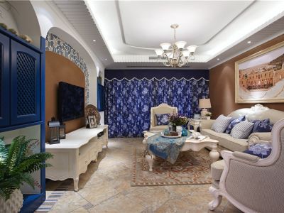 富田九鼎世家地中海风格142平米三室两厅装修案例