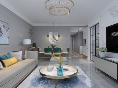 恒大山水城133㎡三居室现代简约装修案例