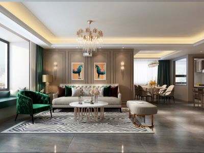 世茂都三居室106方现代风格装修案例