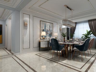 富力城龙栖谷130平米三居室现代轻奢装修案例