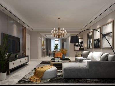 滨东花园122平米三居室现代风格装修案例