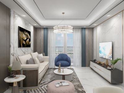 100㎡东江新城简约风格效果图案例