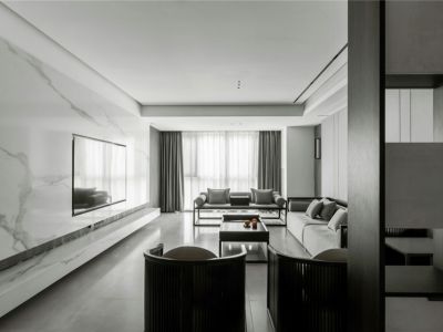 保利中央公园120平三居室现代风格装修案例