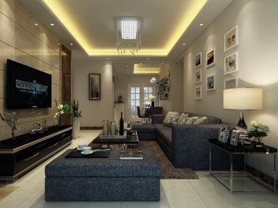 110㎡海棠花郡简约风格效果图案例