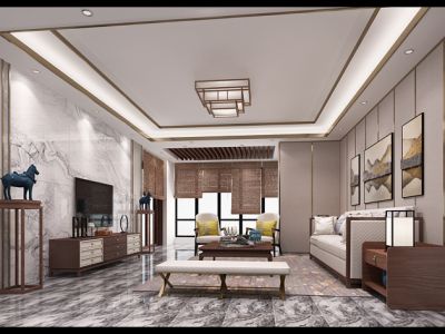 悦澜山新中式风格140平米四室两厅装修案例