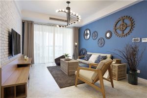 [青岛百家宜装饰]105平米地中海风格装修设计，客厅装饰亮了!