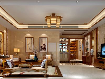 210㎡珠光御景湾新中式效果图案例