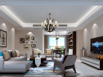 东江学府五期140㎡简约风格效果图案例