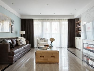 王府花园现代美式风格117平米三居室装修案例