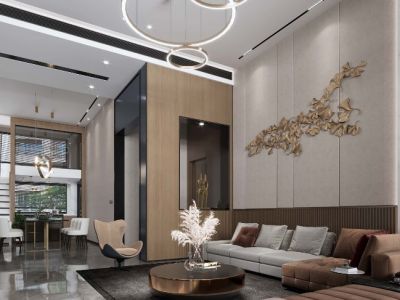 中熙君墅湾210平米轻奢风格别墅装修案例