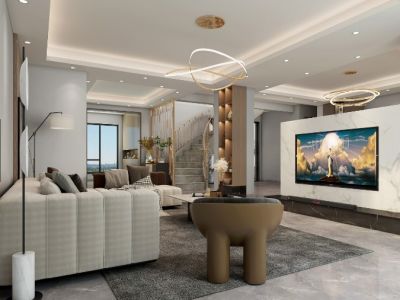 万科滨海大都会242㎡现代简约风格别墅装修案例