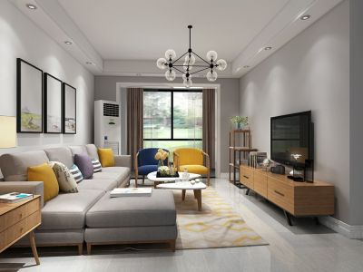 禹洲金辉里现代风格132平米三居室装修效果图案例