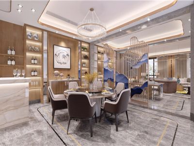 红星海世界观400平别墅新中式风格装修案例