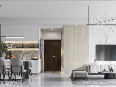 金地铂悦125平米现代简约三居室装修案例