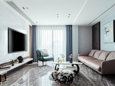 人和名苑三居108方现代风格装修案例