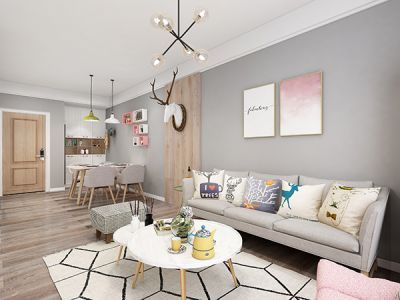 尚书名苑93平三居室北欧风格装修案例