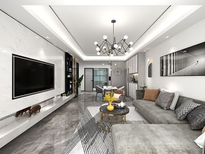 水映名城125平三居室现代风格装修案例