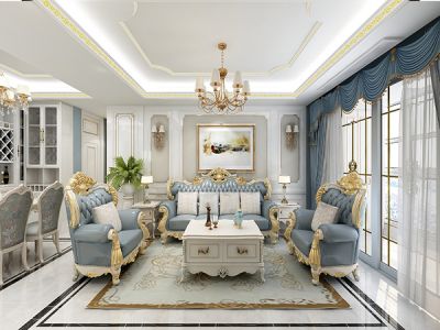 和顺华府112平三居室欧式风格装修案例