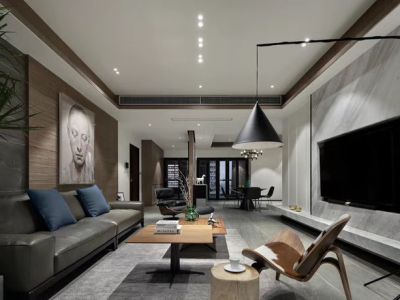 博美装饰金色南郡135平米新中式风格效果图