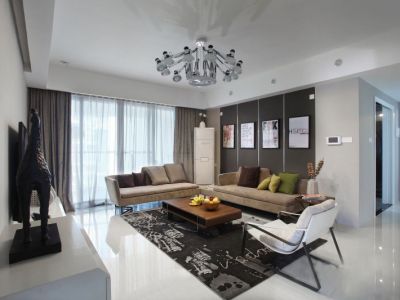 时代水岸现代简约146平米三室两厅装修案例