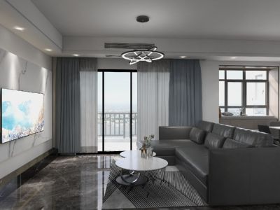 原融·华府壹号简约风格124平米三居室设计效果图案例