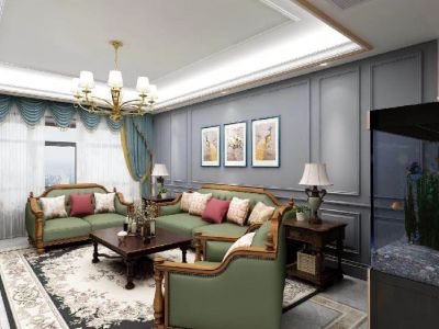 中旅万科城126平米美式风格三居室装修案例