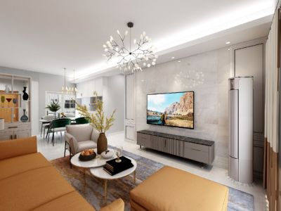 滨江天地美式风格98平米二居室装修设计图案例