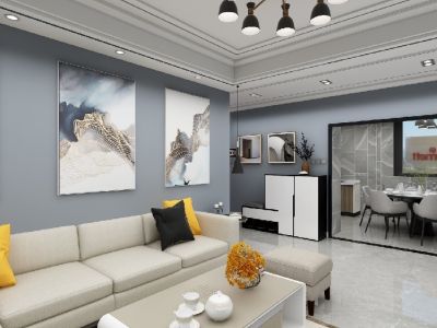 荣盛城120平米现代简约三居室装修案例