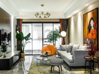 联发瞰青109平米现代简约三居室装修案例