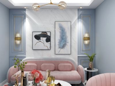 融创映湖十里86平米北欧风格二居室装修案例