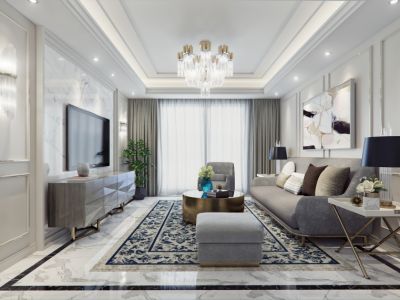 春柳公园110平三居室现代风格装修案例